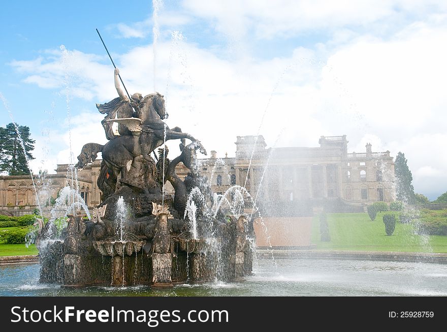 The estate of witley court and perseus and andromeda fountain in worcestershire in england. The estate of witley court and perseus and andromeda fountain in worcestershire in england