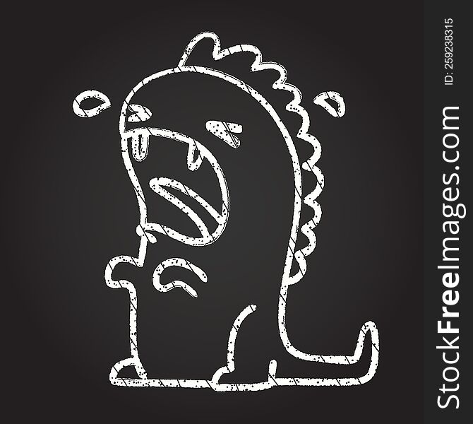 Crying Dinosaur Chalk Drawing
