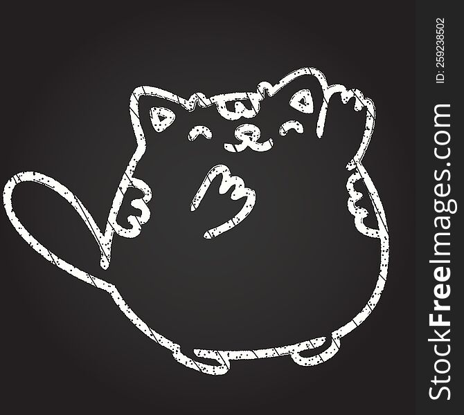 Waving Cat Chalk Drawing