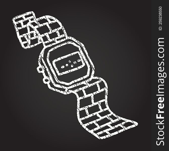 Digital Watch Chalk Drawing