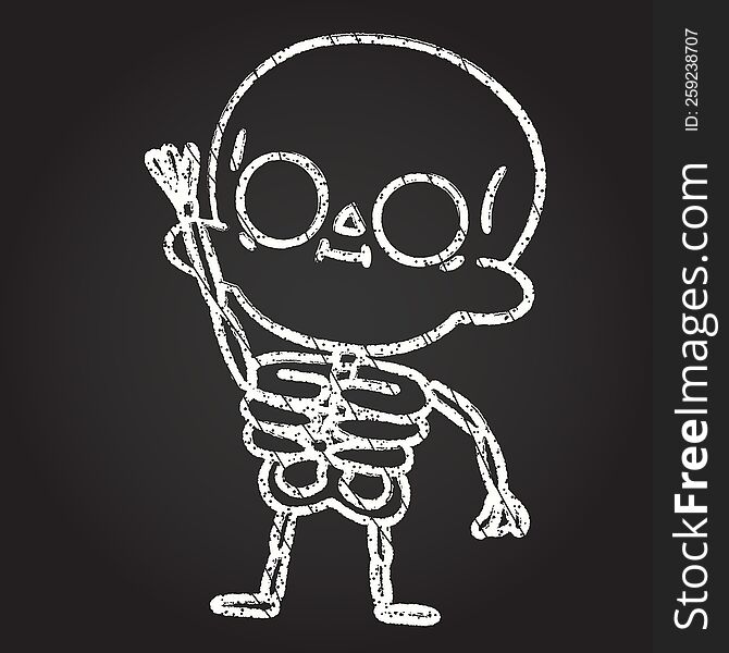 Waving Skeleton Chalk Drawing
