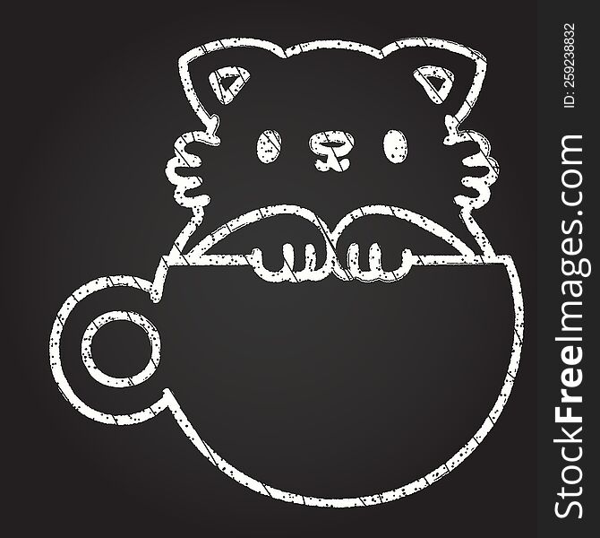 Coffee Cat Chalk Drawing