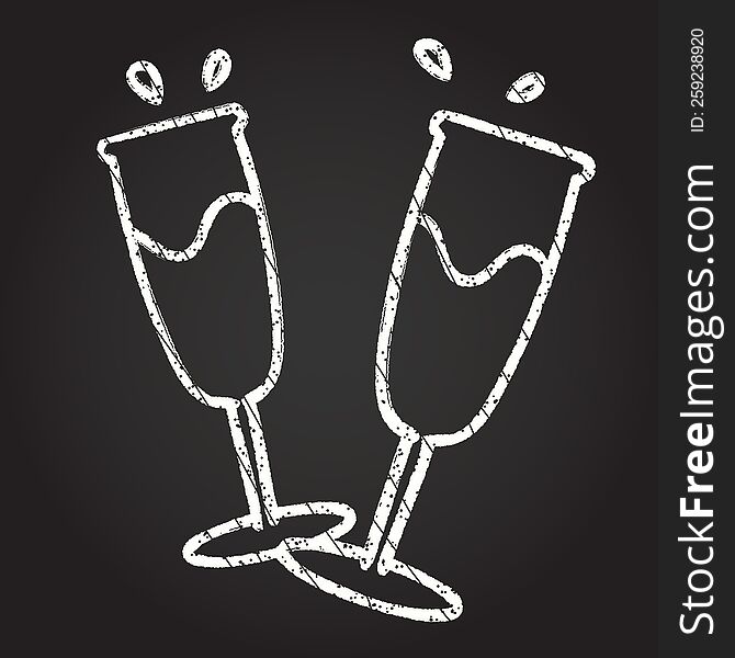 Champagne Flutes Chalk Drawing