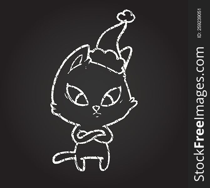 Christmas Cat Chalk Drawing