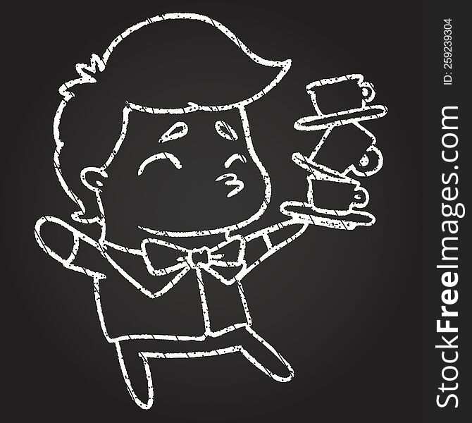 Waiter Chalk Drawing