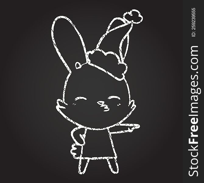 Christmas Rabbit Chalk Drawing