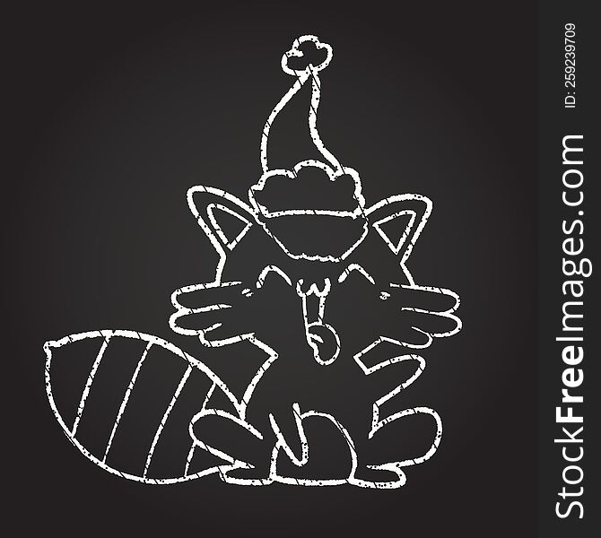 Christmas Raccoon Chalk Drawing