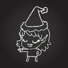 Christmas Elf Chalk Drawing Stock Image