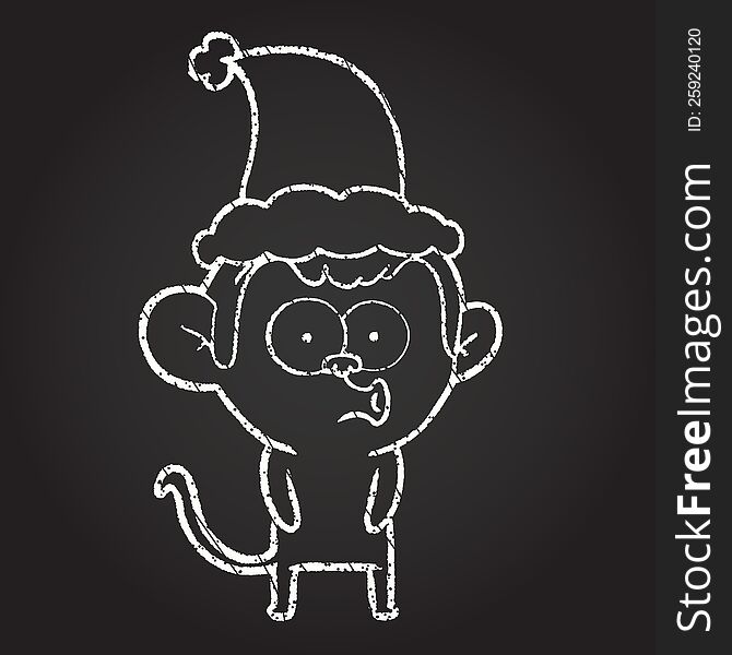 Festive Monkey Chalk Drawing