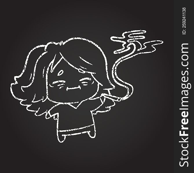 Smoking Lady Chalk Drawing