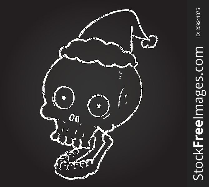 Festive Skull Chalk Drawing