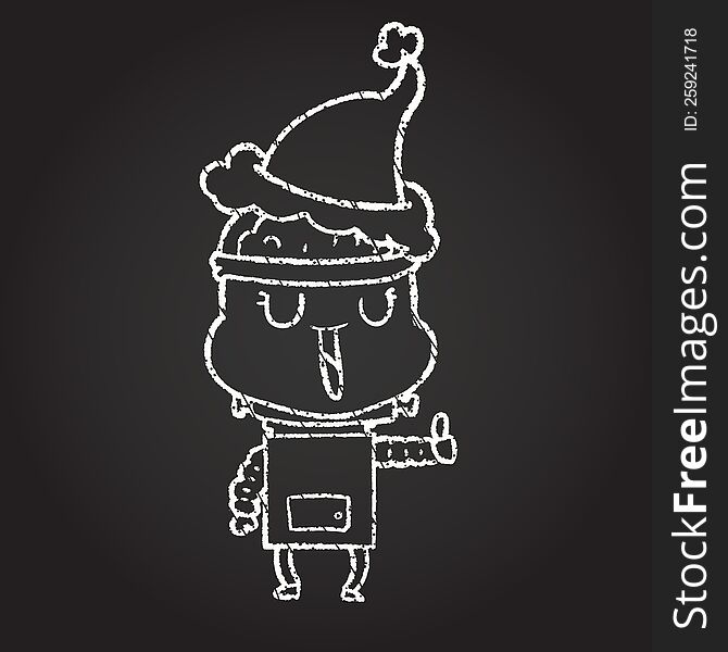 Christmas Robot Chalk Drawing