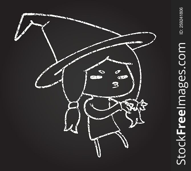 Little Witch Chalk Drawing