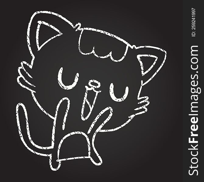 Cute Cat Chalk Drawing