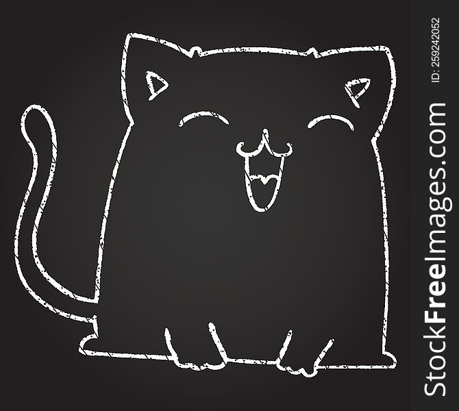Happy Cat Chalk Drawing