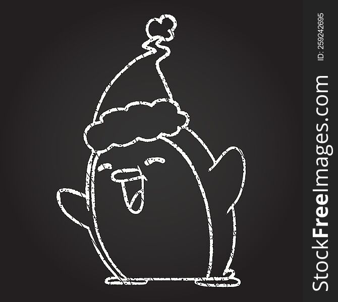 Christmas Penguin Chalk Drawing