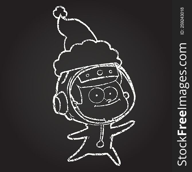 Christmas Astronaut Chalk Drawing