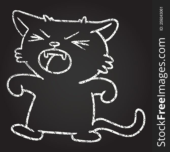 Angry Cat Chalk Drawing