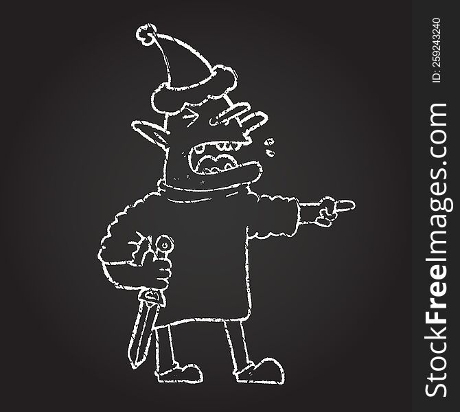Christmas Goblin Chalk Drawing