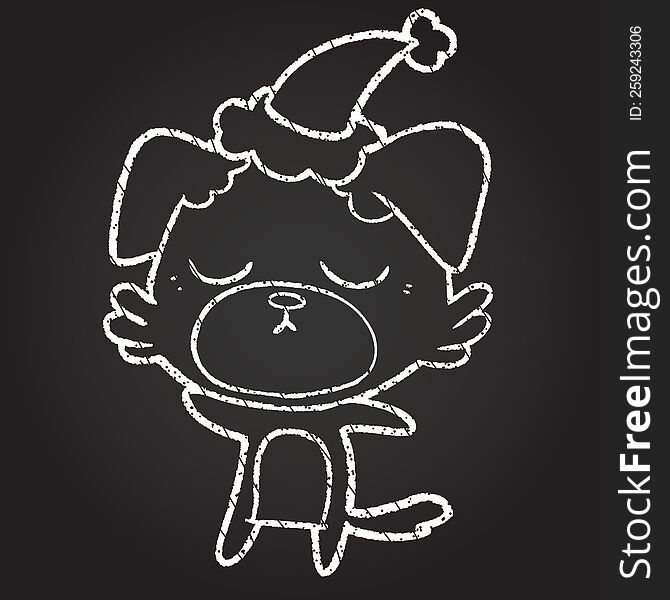 Christmas Dog Chalk Drawing