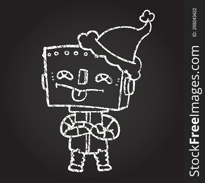 Festive Robot Chalk Drawing