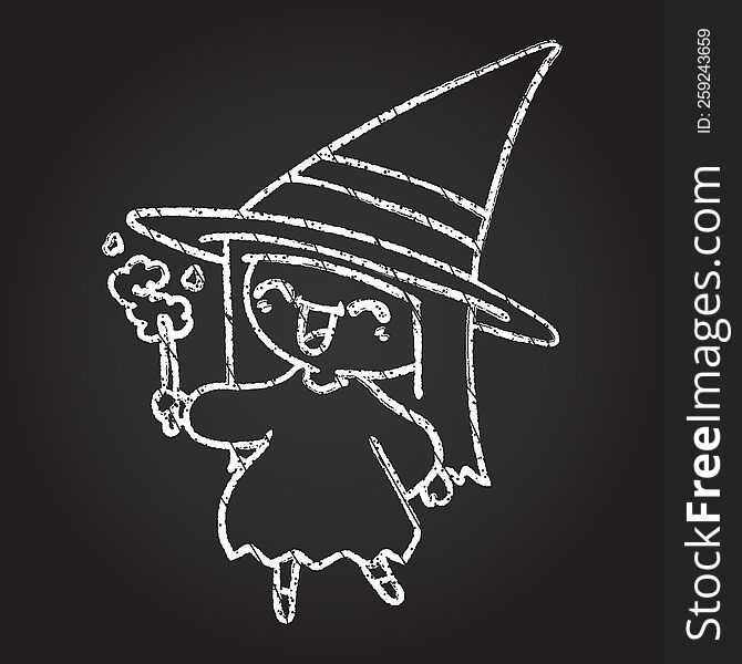 Happy Witch Chalk Drawing
