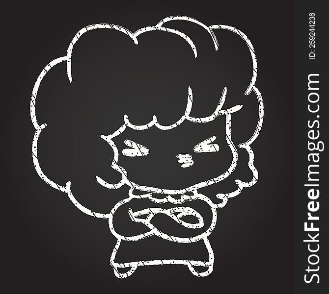 Annoyed Woman Chalk Drawing