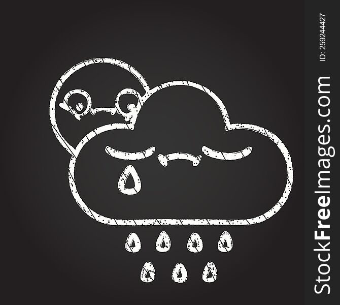 Crying Cloud Chalk Drawing