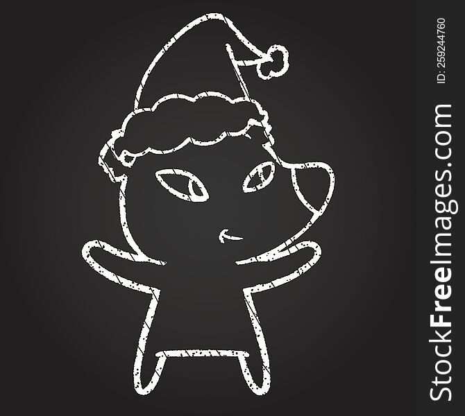 Christmas Bear Chalk Drawing