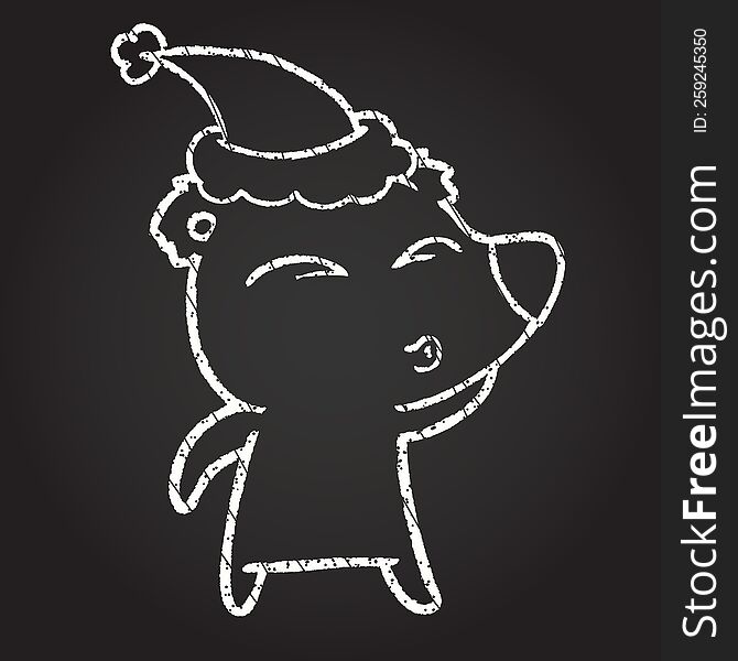 Christmas Bear Chalk Drawing