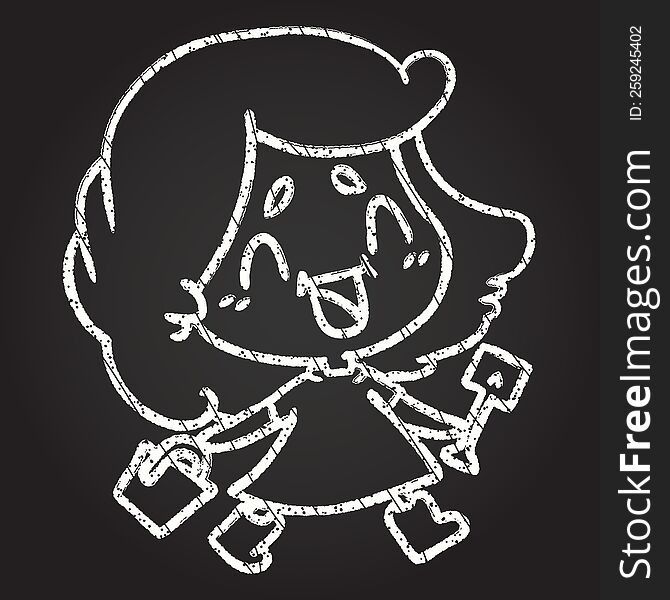 Happy Girl Chalk Drawing