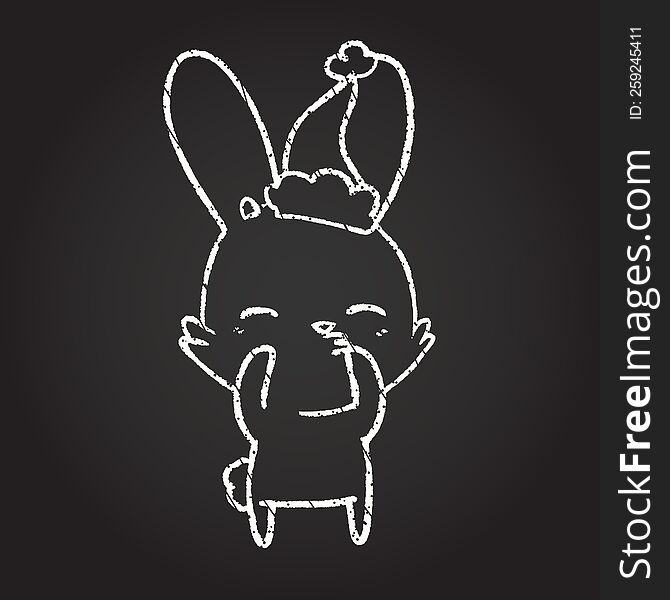 Christmas Rabbit Chalk Drawing