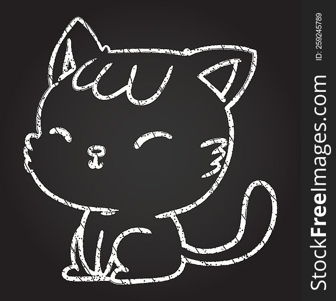 Cute Cat Chalk Drawing