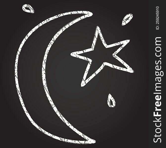 Moon Star Chalk Drawing