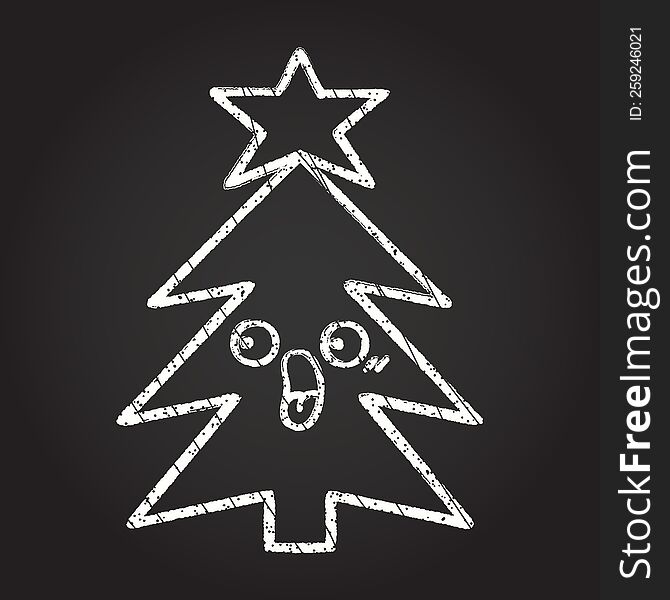 Christmas Tree Chalk Drawing