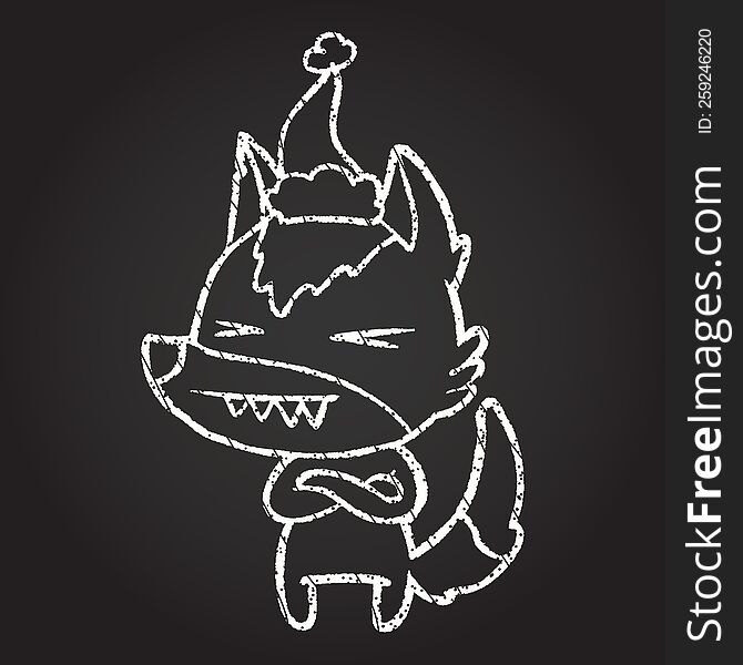 Christmas Wolf Chalk Drawing