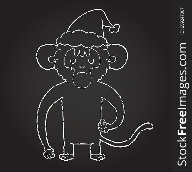 Festive Monkey Chalk Drawing