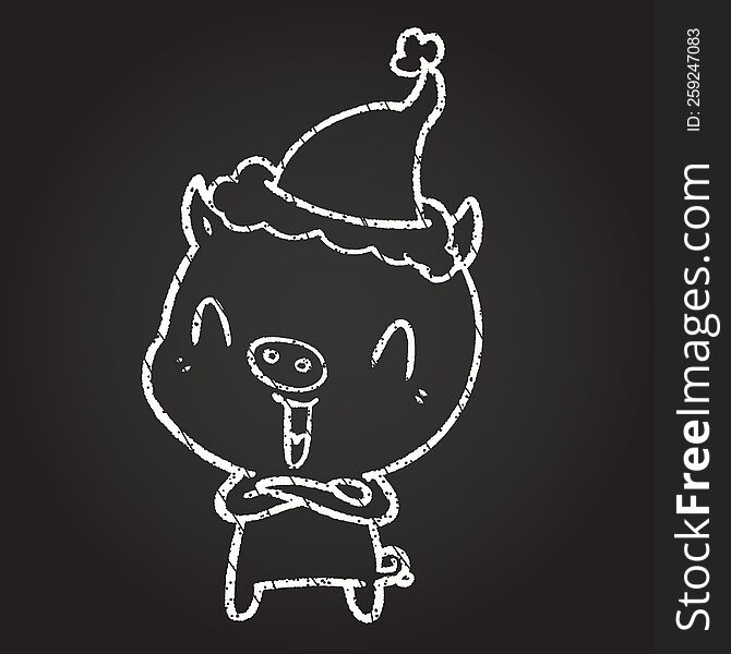 Christmas Pig Chalk Drawing