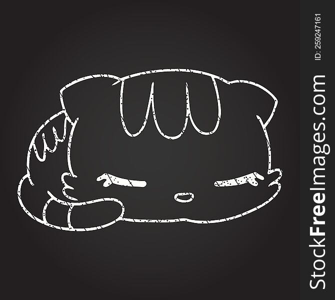 Sleeping Cat Chalk Drawing