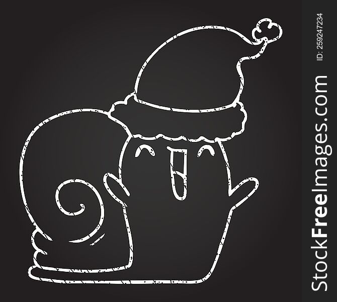 Christmas Snail Chalk Drawing