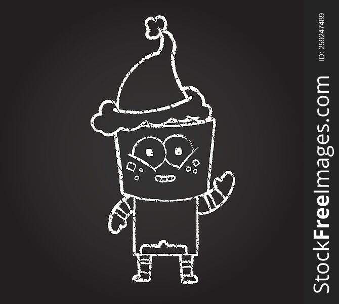 Christmas Robot Chalk Drawing