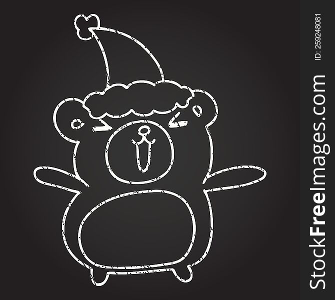 Christmas Bear Chalk Drawing