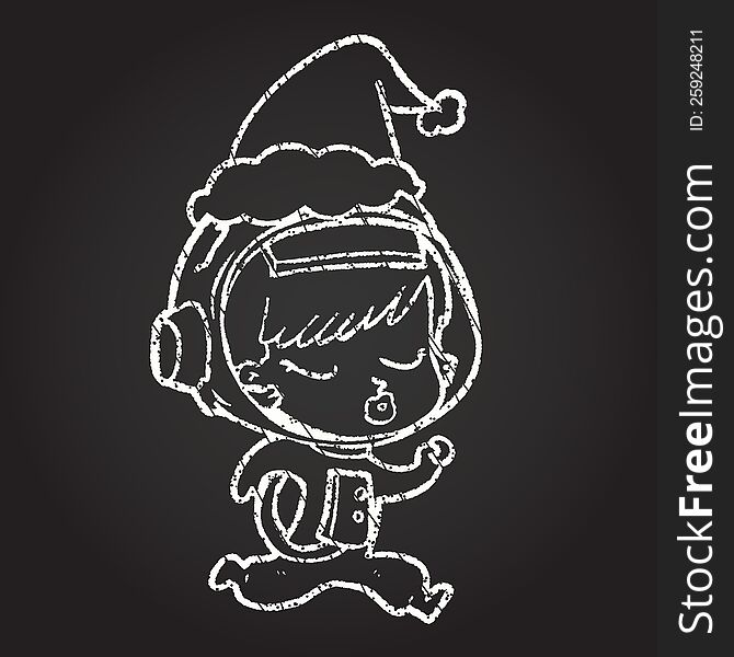 Xmas Astronaut Chalk Drawing