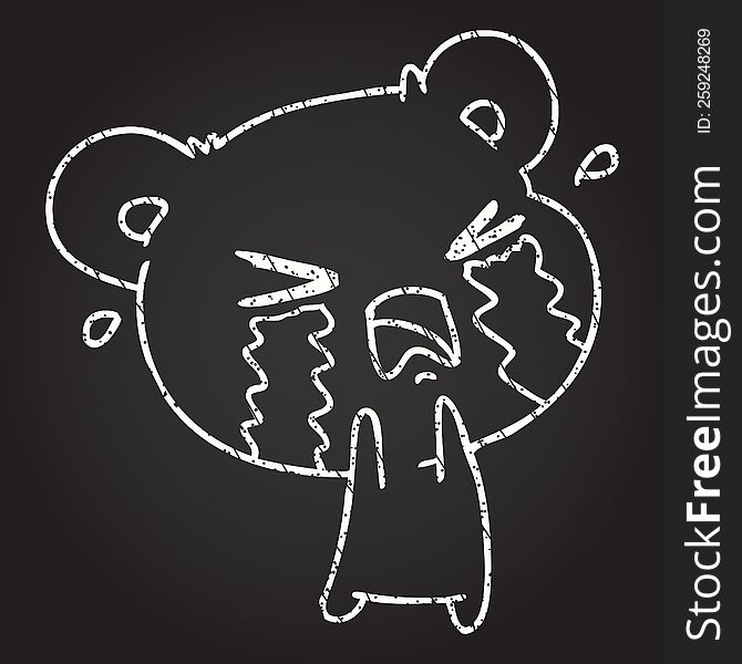 Crying Bear Chalk Drawing