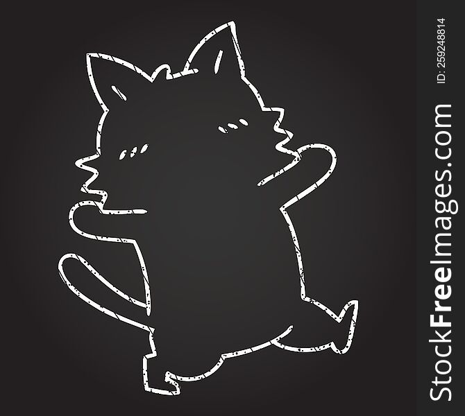 Dancing Cat Chalk Drawing