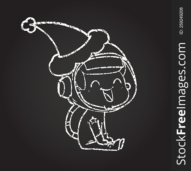 Xmas Astronaut Chalk Drawing