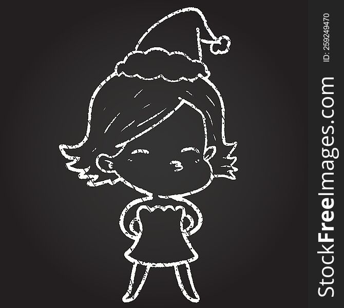 Christmas Woman Chalk Drawing