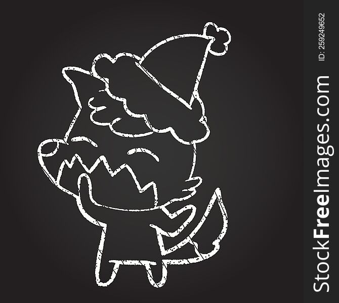 Christmas Fox Chalk Drawing