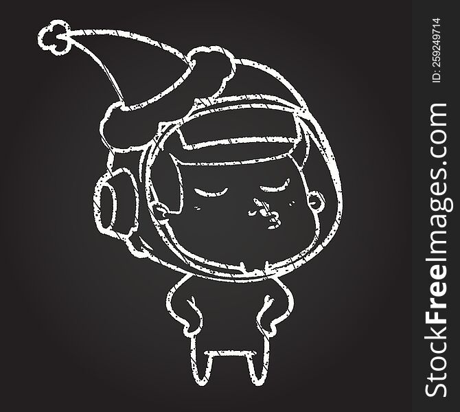 Xmas Astronaut Chalk Drawing