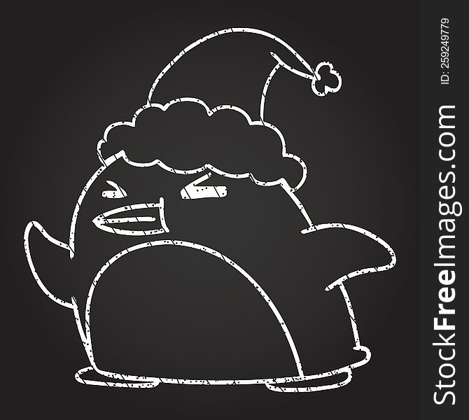 Christmas Penguin Chalk Drawing